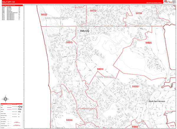 Daly City Map Red Line Style